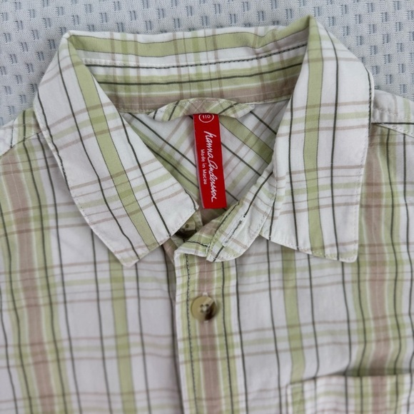 Hanna Andersson Plaid Short Sleeve Shirt - Green and White Size 5T - Picture 2 of 5